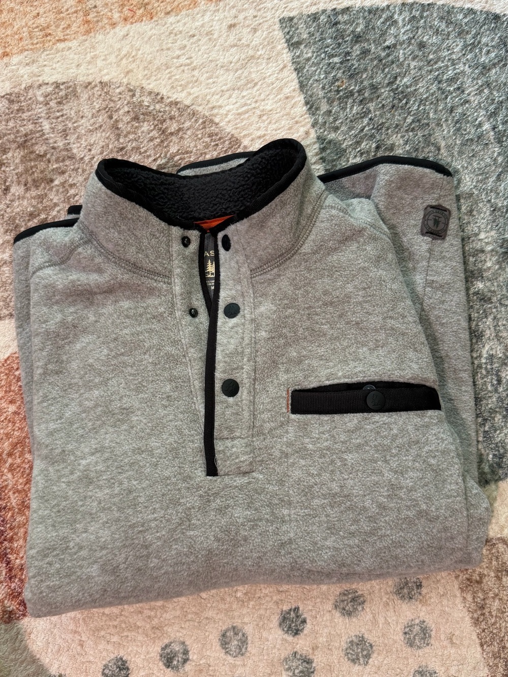 G.H. Bass & Co. Light Gray Fleece Pullover with Black and Orange Trim